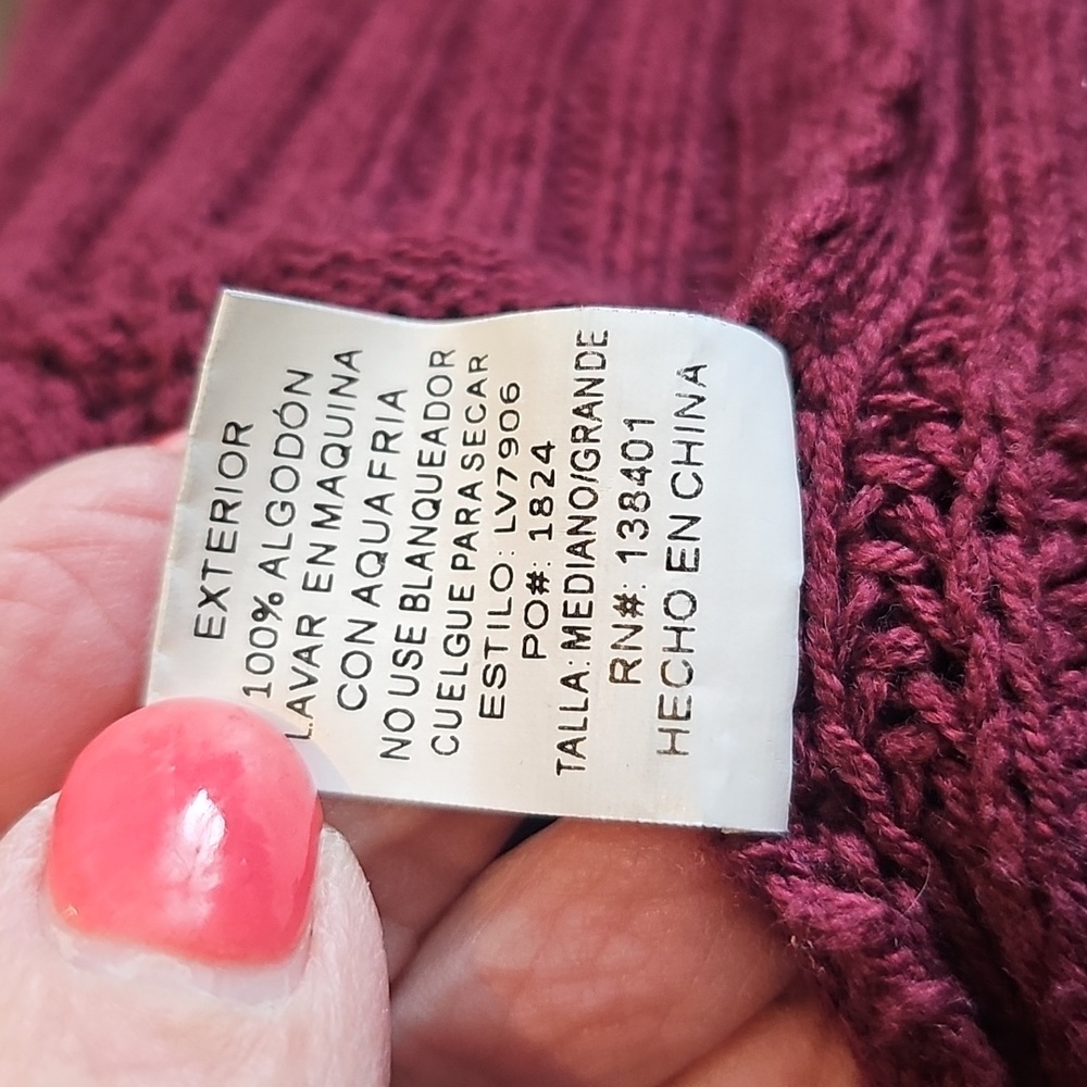 L Love Women's Burgundy Cable Knit Long Cardigan - Picture 6 of 7